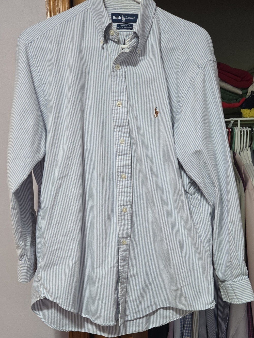 Ralph Lauren Light Blue & White Striped Button-Down Shirt